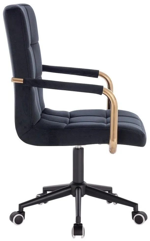 LuxuryForm DESIGN Stolička VERONA GOLD VELUR na čiernej podstave s kolieskami - čierna