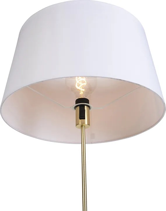 Stojaca lampa zlatá/mosadzná s bielym ľanovým tienidlom 45 cm - Parte