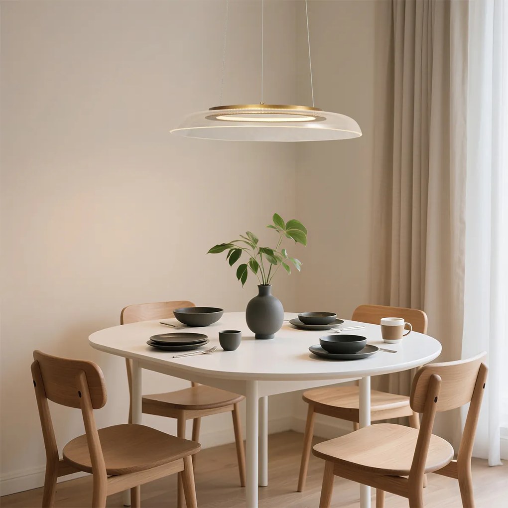 Dizajnové závesné svietidlo zlaté a priehľadné s 3-stupňovým stmievaním - Scacrylic