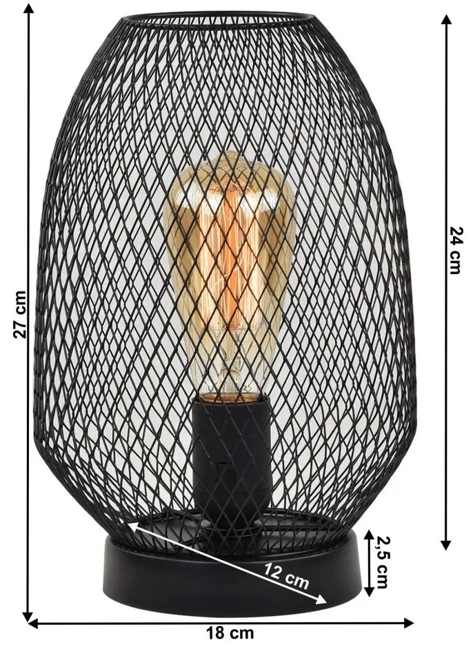 Stolná lampa, kov/čierna, ANLEY
