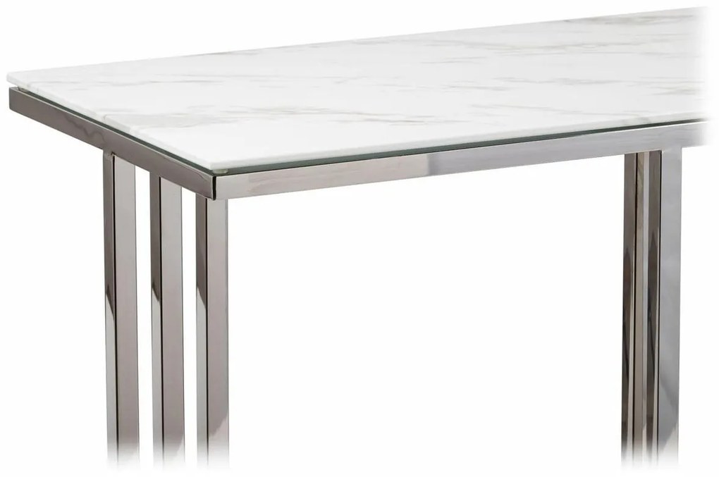 Konferenčný stolík AMAGAT 120 cm strieborný/biely mramor