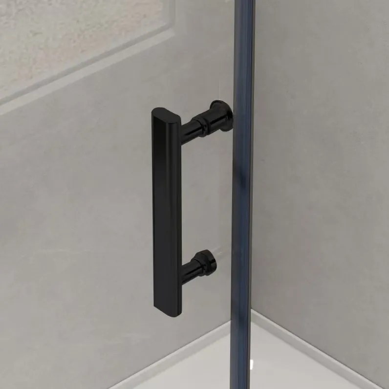 Erga Tucson, sprchový kút s posuvnými dverami 110(dvere) x 140(dvere) x 190 cm, 6mm číre sklo, čierny profil, ERG-S02-TUCSON-D110D140-CL-BK