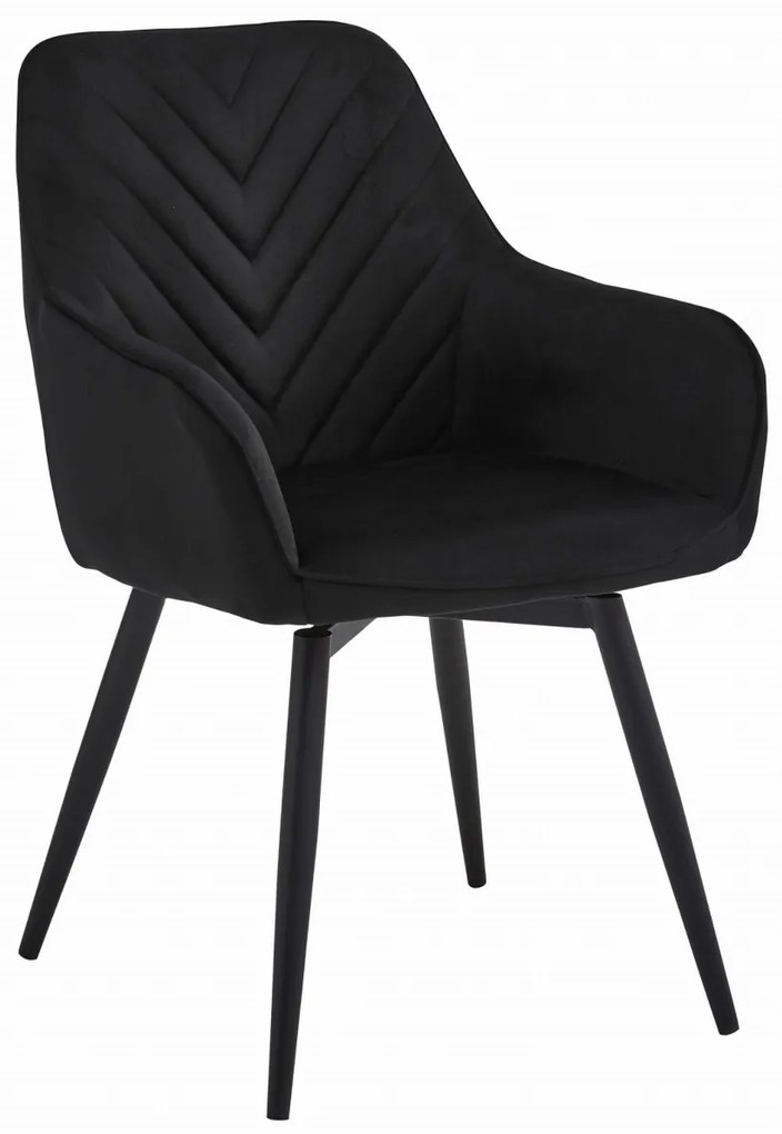 Otočné jedálenské kreslo NANA360 VELVET, čierne