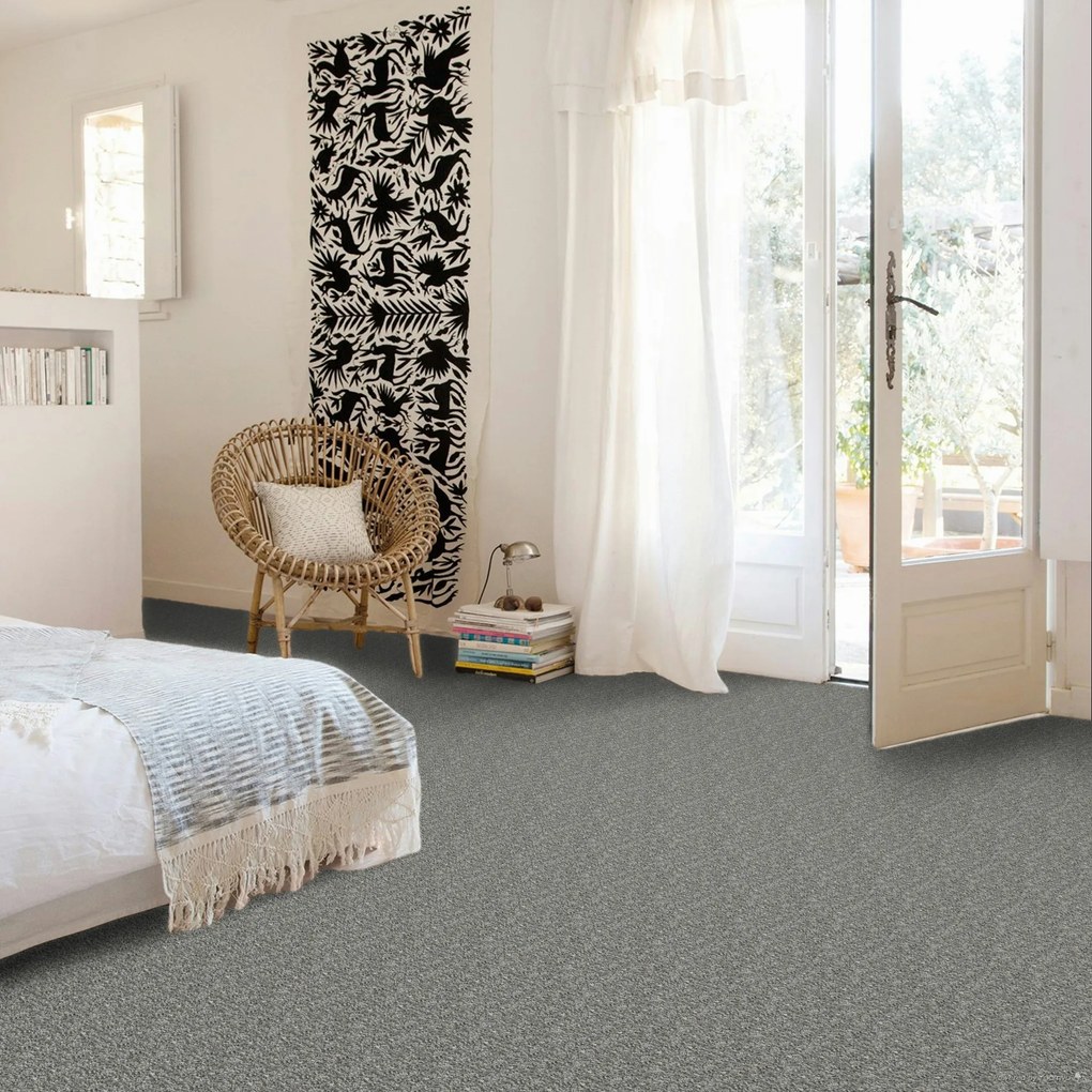 ITC, Koberec metráž Velvet Rock 6964, na mieru, šíře 4m, šedá, twinback (filc+juta), obchodné priestory