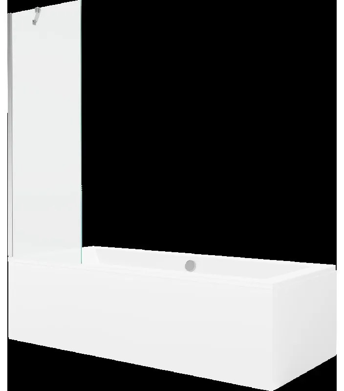 Mexen Cube obdĺžniková vaňa 170 x 80 cm s obkladom a 1-krídlovou sprchovou zástenou 60 cm, Transparentné, Chrómová - 550517080X9