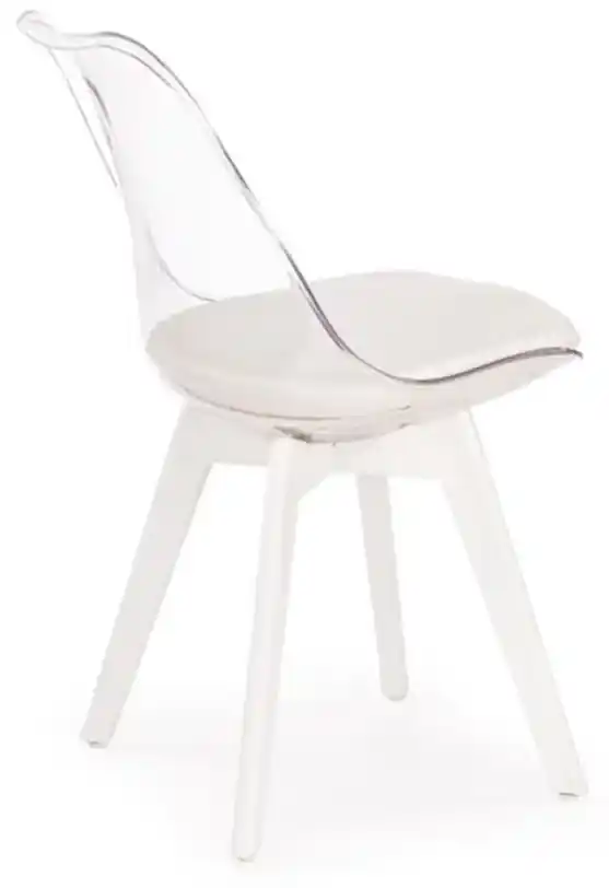 Jedálenská stolička K245 - biela / priehľadná | BIANO