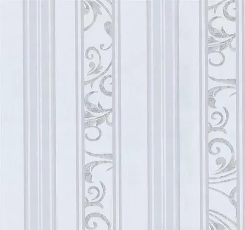 Vliesové tapety, pruhy bielo-sivé, Graziosa 4212010, P+S International, rozmer 0,53 m x 10,05 m