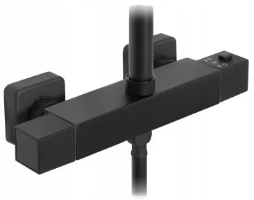 Kuchinox Cubi, sprchový set s termostatickou batériou a dažďovou sprchou, čierna, PKU_70TD