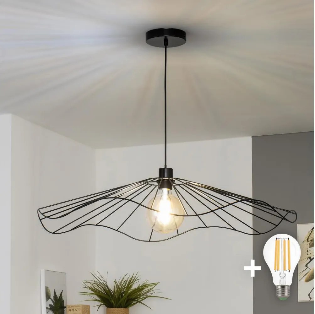 Brilagi - LED závesné svietidlo na lanku CERIA WIRE 1xE27/40W/230V Ø 80 cm čierna