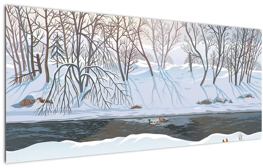 Obraz - Líška v zimnej krajine (120x50 cm)