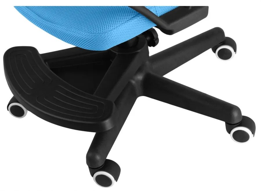 Detská stolička Neoseat MONKEY s podnožou — látka, čierna / svetlo modrá