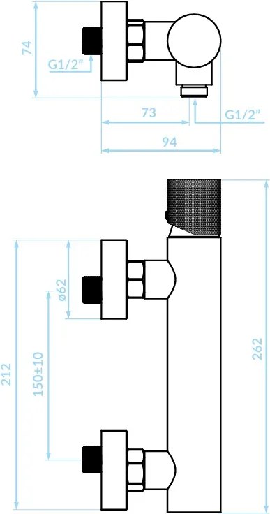 Kuchinox Peros, nástenná sprchová batéria, 150 mm, chrómová/čierna, LAV-BQP_040D