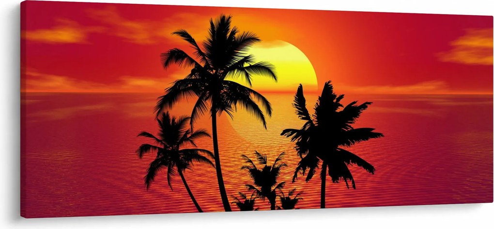 Obraz siluety ostrova s palmami (120x50 cm)