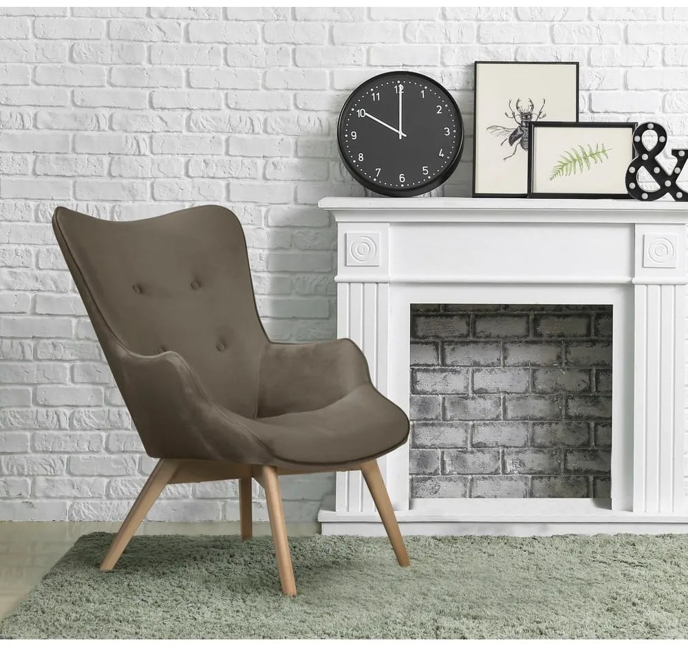 Svetlohnedé zamatové kreslo Niko – Ropez