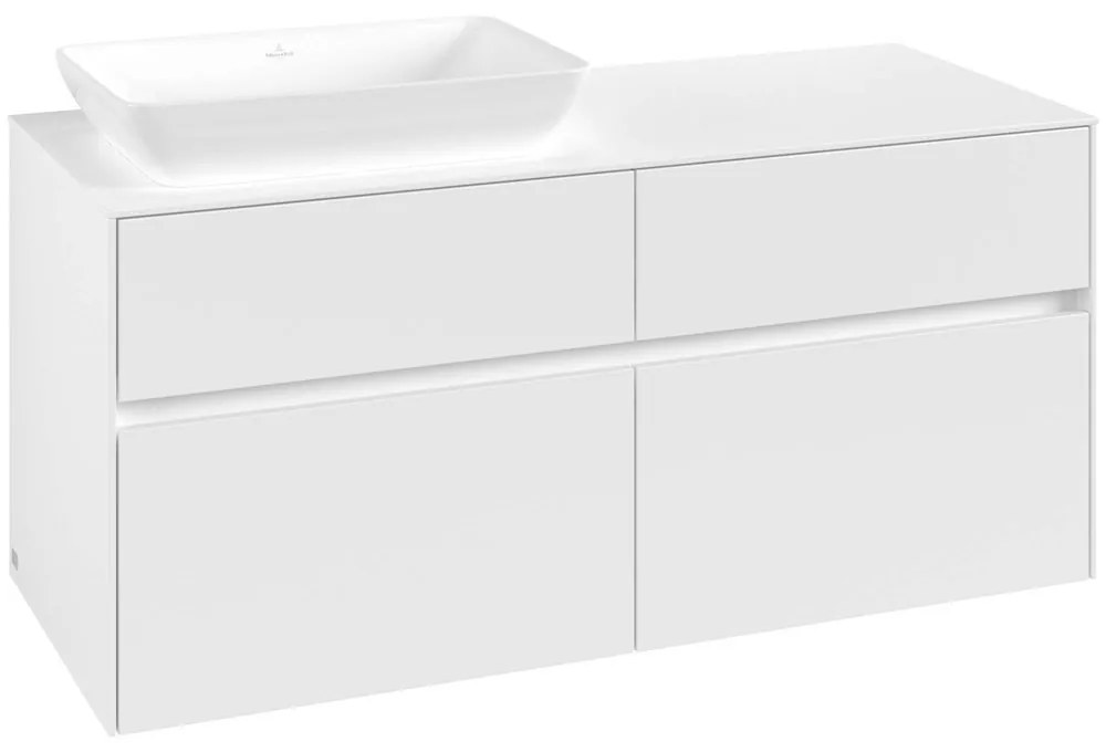 VILLEROY &amp; BOCH Collaro závesná skrinka pod umývadlo na dosku (umývadlo vľavo), 4 zásuvky, 1200 x 500 x 548 mm, White Matt, C11300MS