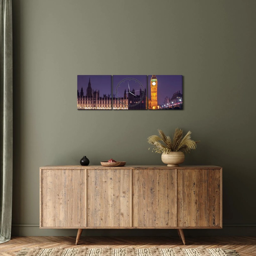 Obraz Londýna (s hodinami) (90x30 cm)