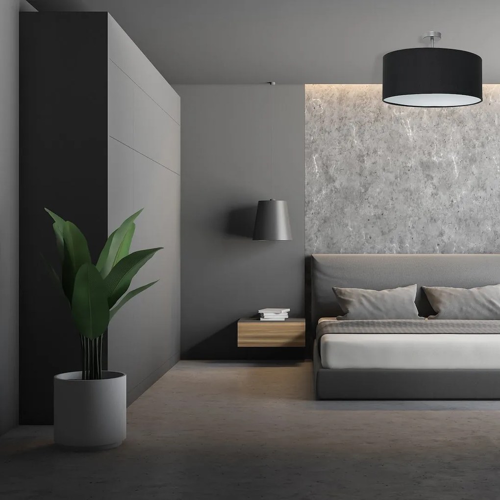 Stropné svietidlo Casino, 1x čierne textilné tienidlo, ch