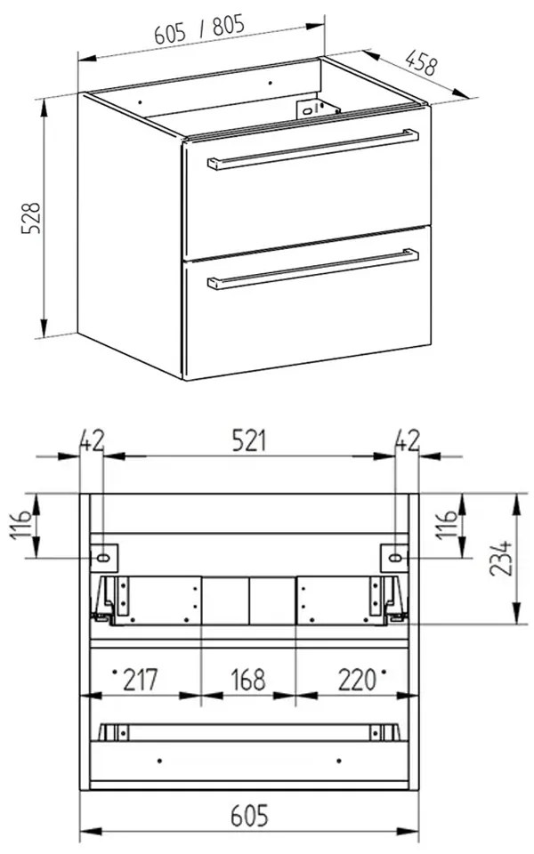 Mereo, Mereo Bino, kúpeľňová skrinka 61 cm, Multidecor, Dub Bardolino, MER-CN690SDBAR