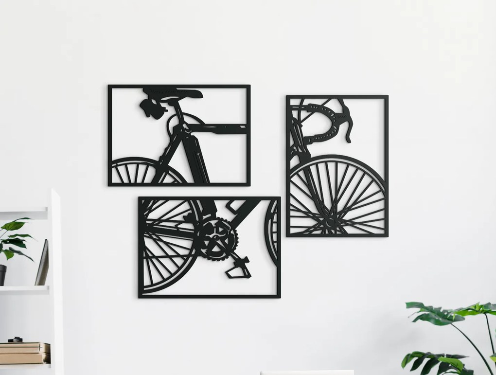 drevko Viacdielny obraz Bicykel Rozmer obrazu: 44,5 x 58 cm, Farba dekorácie: Čierna