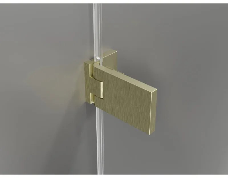 Mexen, Mexen Lunar-F pravé sklápacie sprchové dvere 90 cm, transparentné, brúsené zlaté - 836-090-000-55-00-P