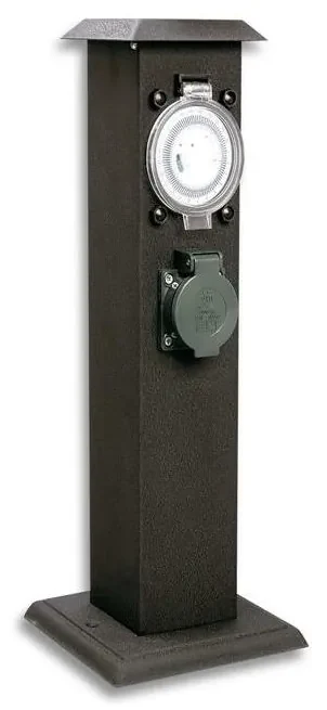 Ecolite XSMM-202 FT - Vonkajší zásuvkový stĺpik s časovačom 2Z IP44 EC0160