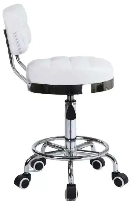 LuxuryForm DESIGN Stolička LEON na striebornej základni s kolieskami - biela