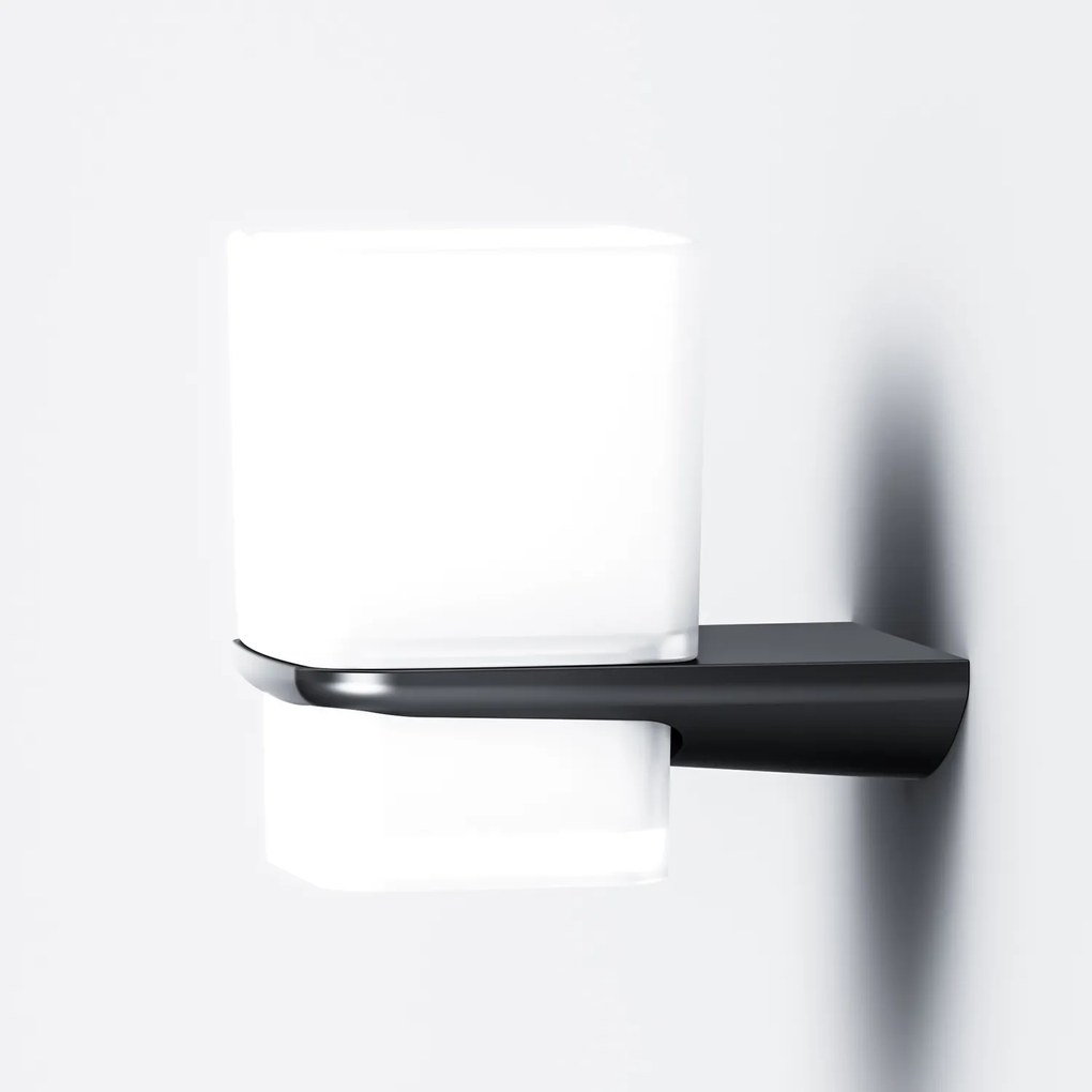 Sklenený pohár na zubné kefky AM.PM Inspire 2.0 AIB34322 nástenný, čierny