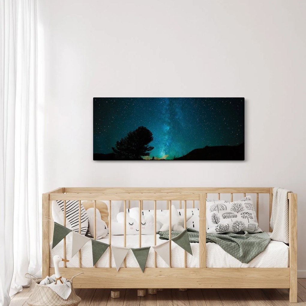 Obraz nočnej oblohy s hviezdami (120x50 cm)