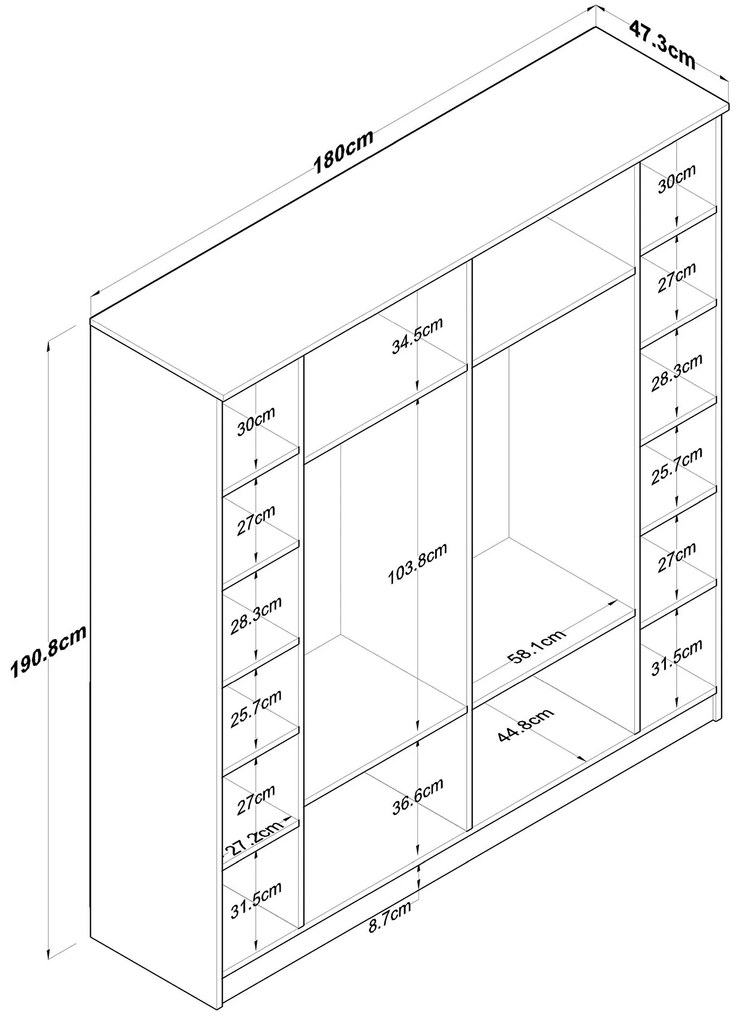Šatní skříň BA 114 180 cm ořech/bílá