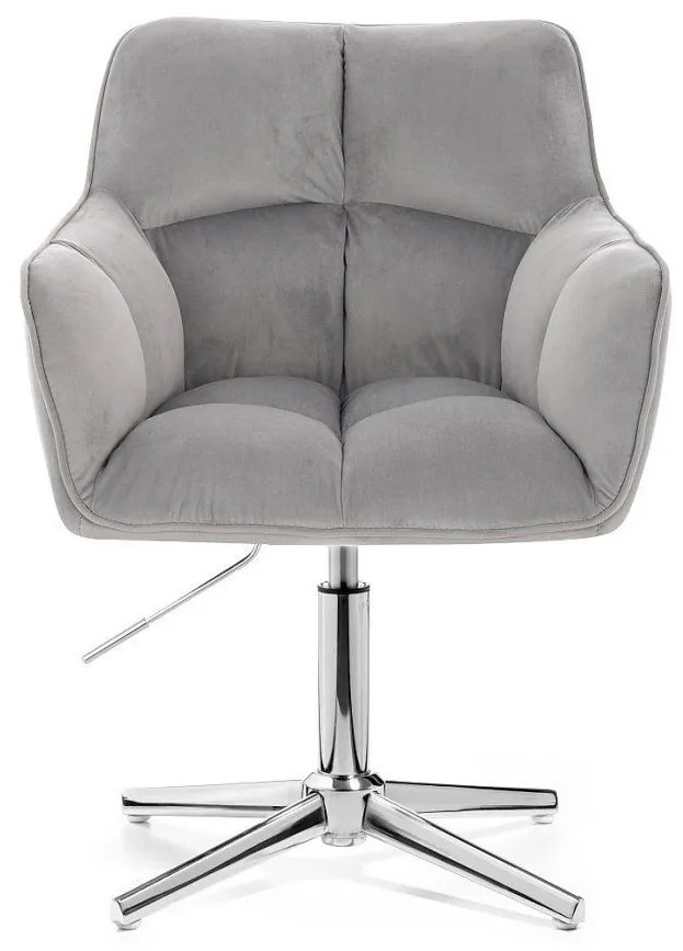 LuxuryForm DESIGN Kreslo AMALFI VELUR na striebornom kríži - svetlo šedé
