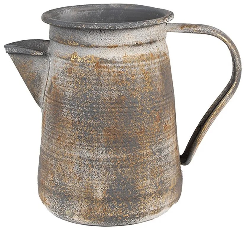 Šedý antik plechový dekoračný džbánok - 20*12*16 cm