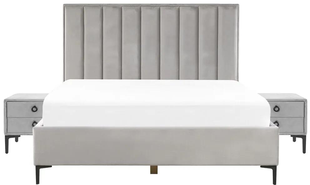 Manželská posteľ 180 cm s nočnými stolíkmi Saturnino (sivá) . Vlastná spoľahlivá doprava až k Vám domov. 1075872