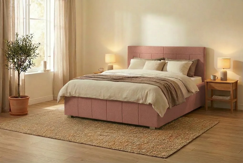 Postel RAM 180x200 cm Ružová S matracom