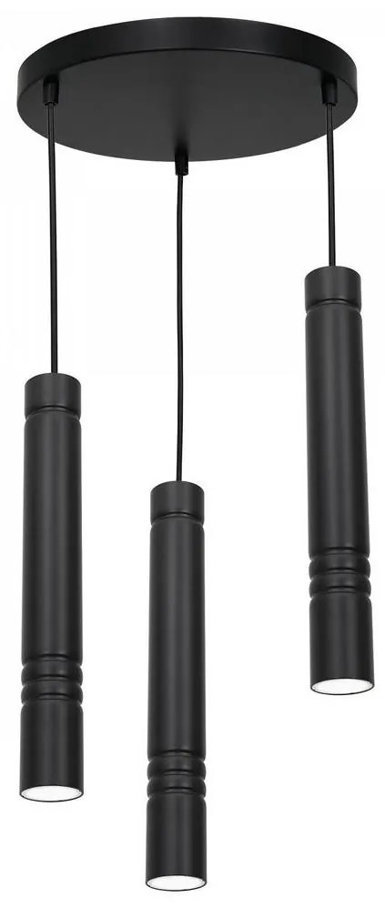 Luster na lanku IMPLODE 3xGU10/8W/230V čierna okrúhly