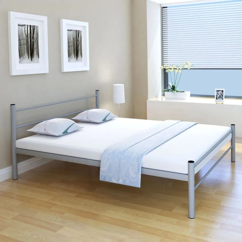 vidaXL Kovový rám postele, šedý, 160x200 cm