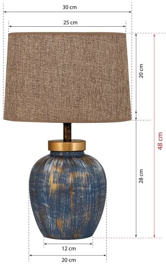 Stolná lampa 1xE27/40W/230V modrá/béžová