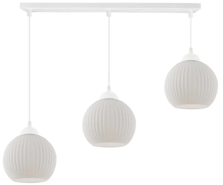 Závesné svietidlo Riffle Round, 3x biele sklenené tienidlo, w