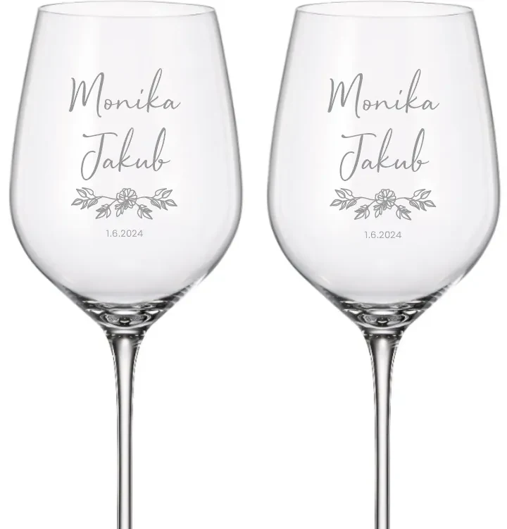 Dekorant Svadobné poháre na biele vino VETVIČKA 480 ml 2KS