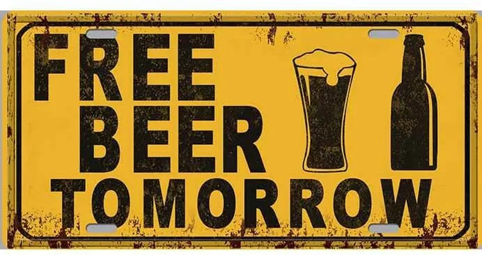 Ceduľa Free Beer Tomorrow