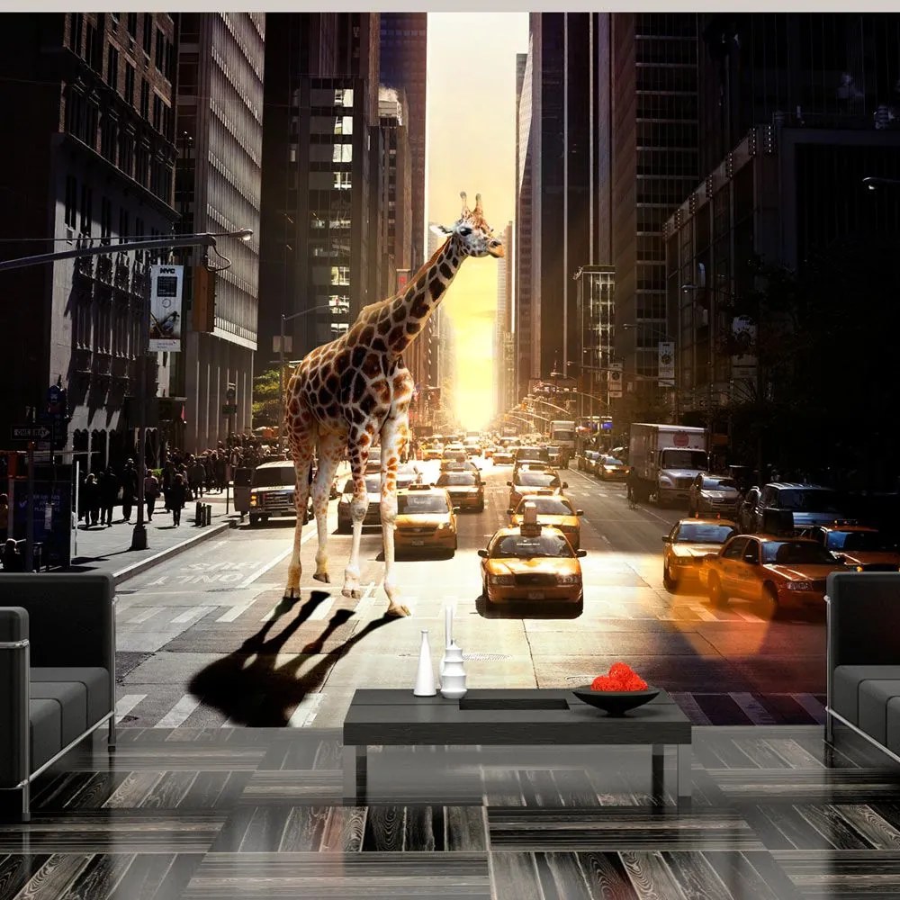 Fototapeta - Giraffe in the big city 350x270