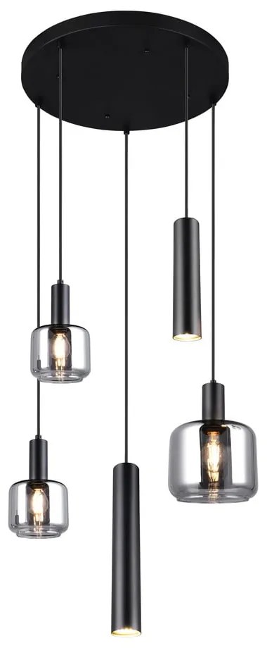 Čierne závesné svietidlo s kovovo-skleneným tienidlom ø 40 cm Mataro – Trio