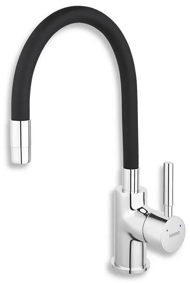 FERRO - Drezová batéria s flexibilným ramienkom lesklý chróm/matná čierna