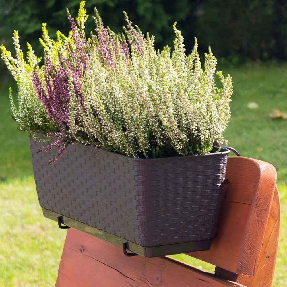 Plastový balkónový kvetináč DRL400PW 38,6 cm - hnedá