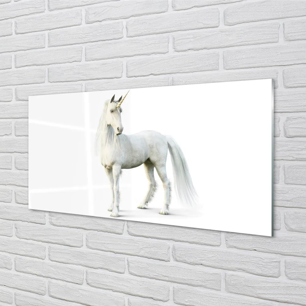 Nástenný panel  biely jednorožec 125x50 cm