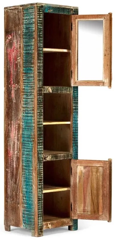 furniture-nabytek.cz - Masivní koupelnová vysoká skříňka Blue Lagoon z mangového dřeva, lakovaná, barevná – 45×40×188 cm