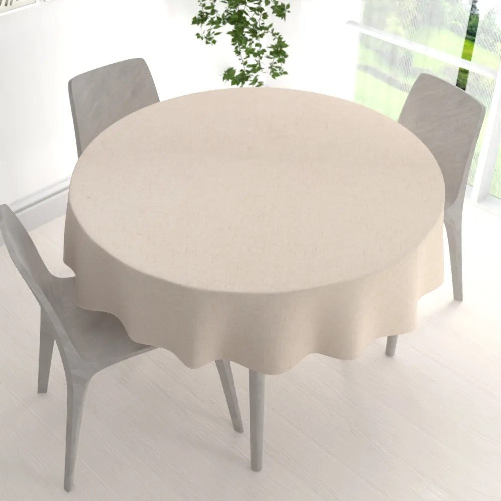 Biante Veľký dekoračný okrúhly obrus PM-128 Prírodná režná Ø 190 cm