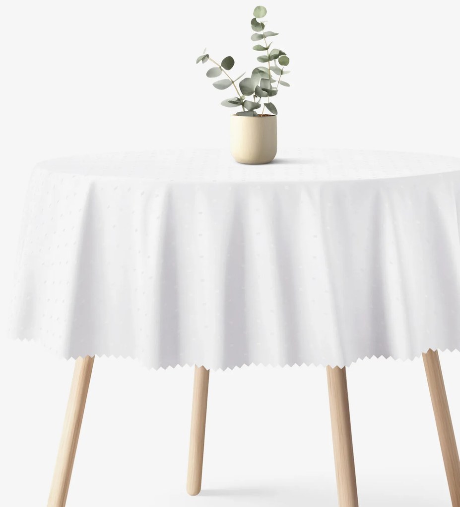 Goldea sviatočný okrúhly teflónový obrus - biely s lesklými obdĺžnikmi Ø 140 cm