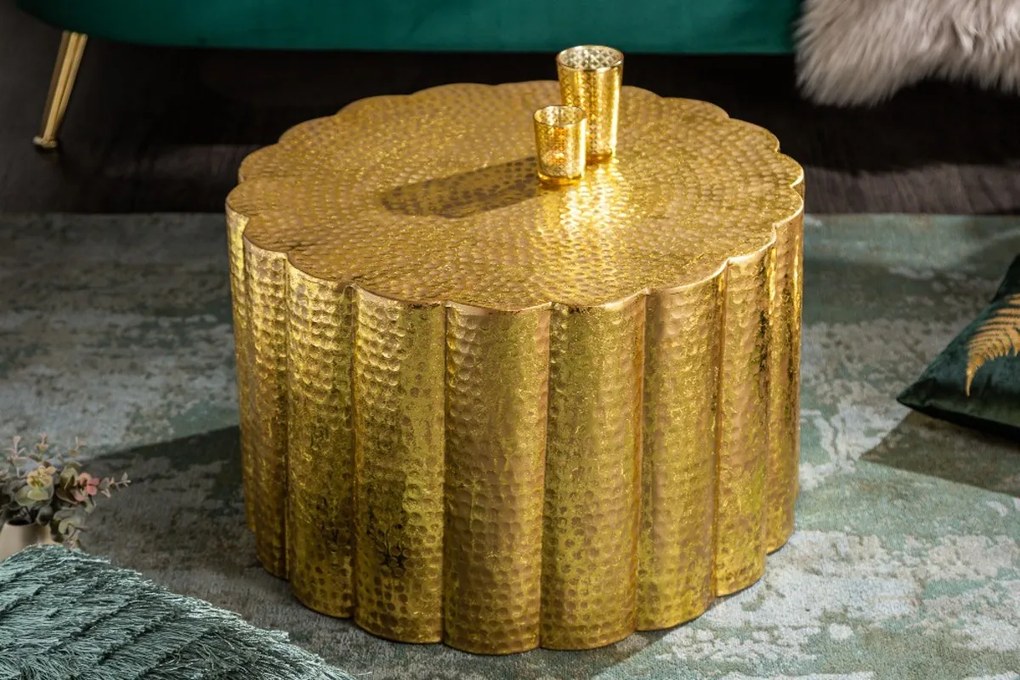 Dizajnový konferenčný stolík Gwendolyn 60 cm zlatý