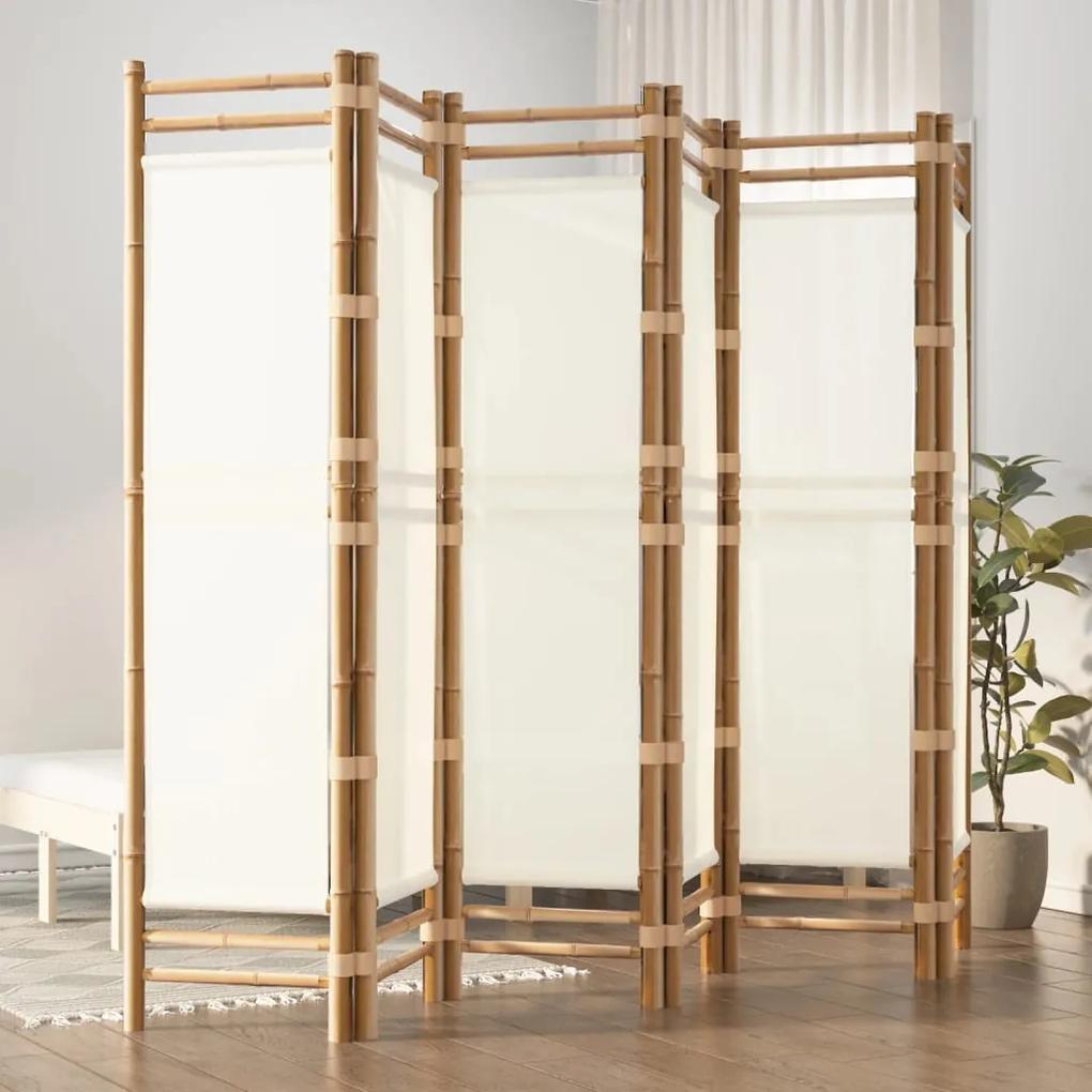 Skladací 6-panelový paraván 240 cm bambus a plátno 350626