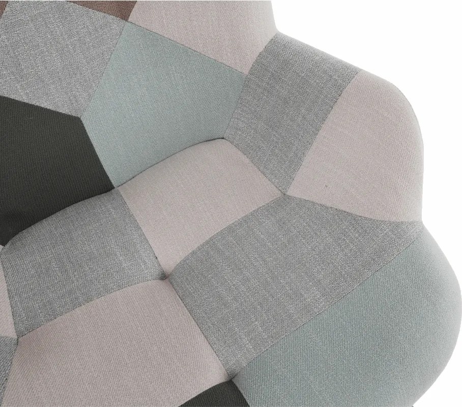 Hojdacie kreslo Geron - zelenobiely patchwork / biela / buk